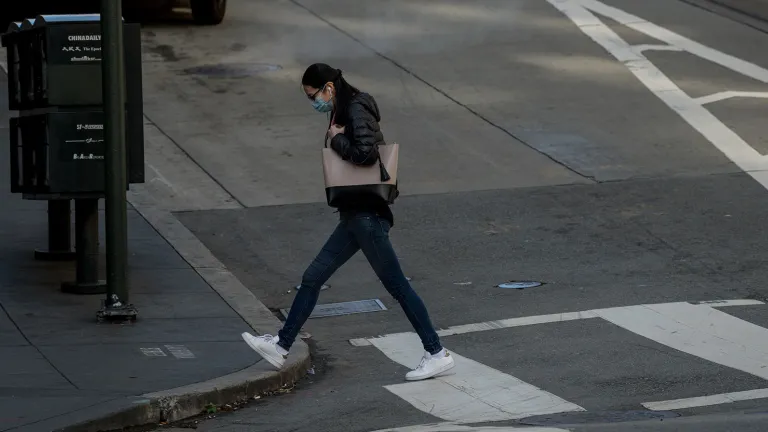 Masked pedestrian