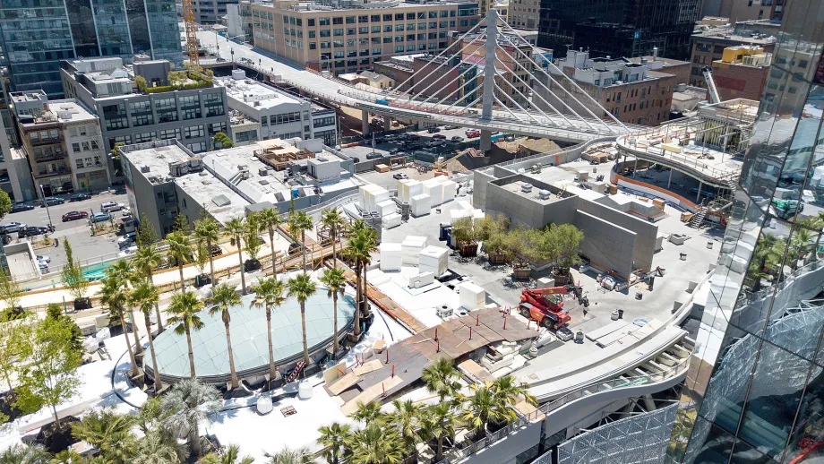 aerial view of Transbay Transit Center rooftop garden