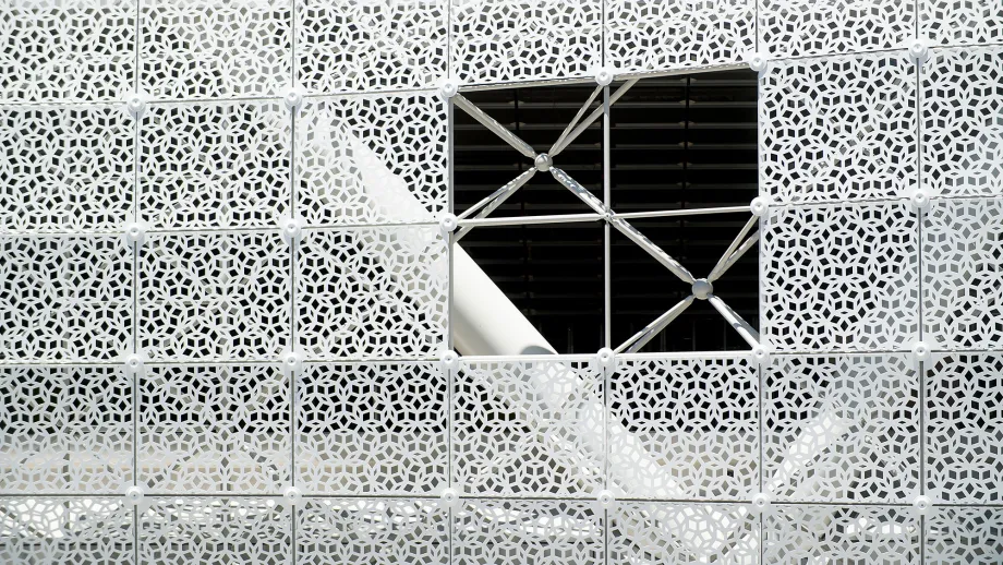 decorative metal work windows at Transbay Terminal 