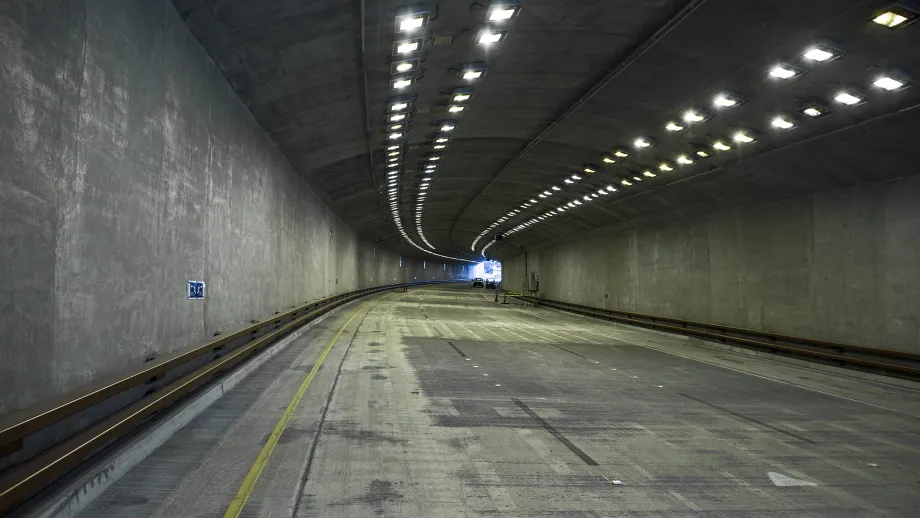 This tunnel is quiet now, but come Monday morning, traffic will begin to flow through it.