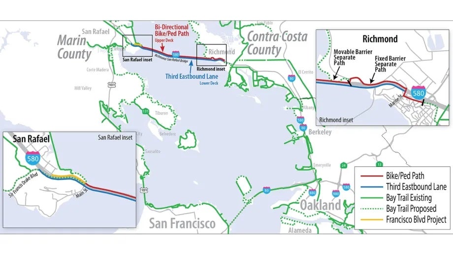 Richmond-San Rafael Bridge access improvements project map.