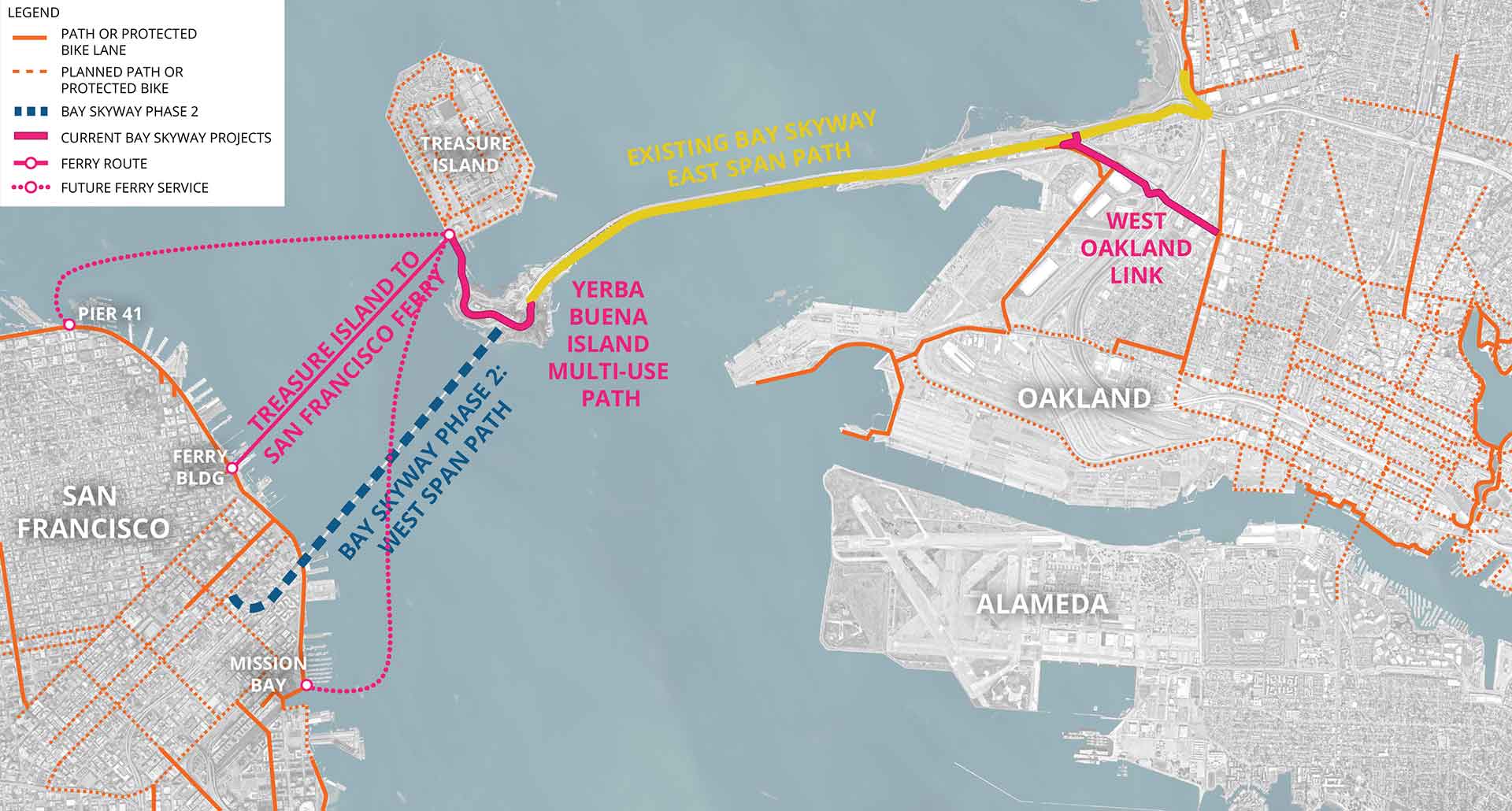 Map of Bay Skyway Phase Two: West Span Path