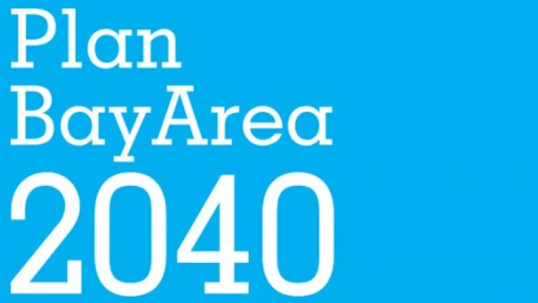 Plan Bay Area 2040 logo with aqua background and white text