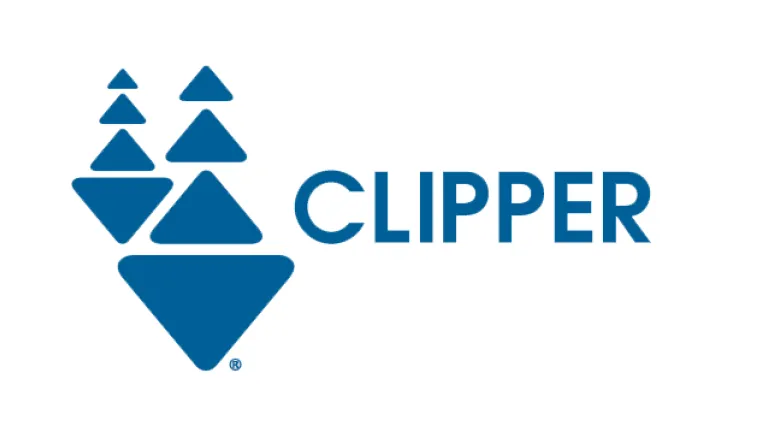 Clipper Start logo white and blue