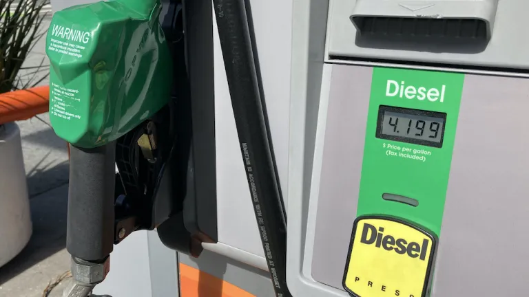 A diesel pump at a gas station