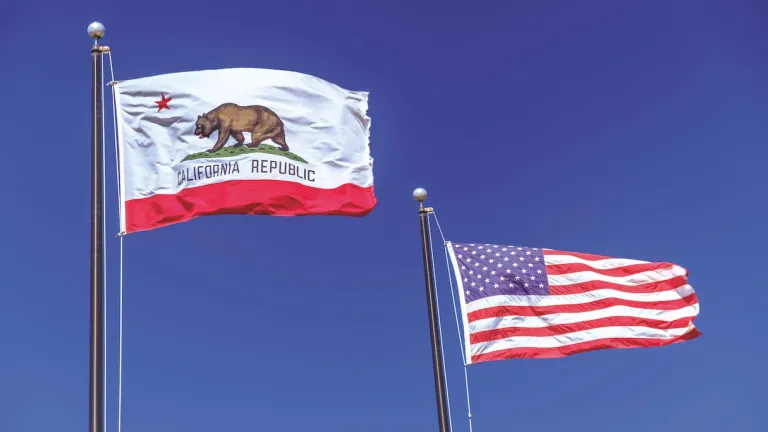 California Republic flag alongside the United States of America flag.