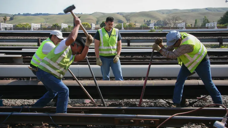 BART workers performing track maintenance.