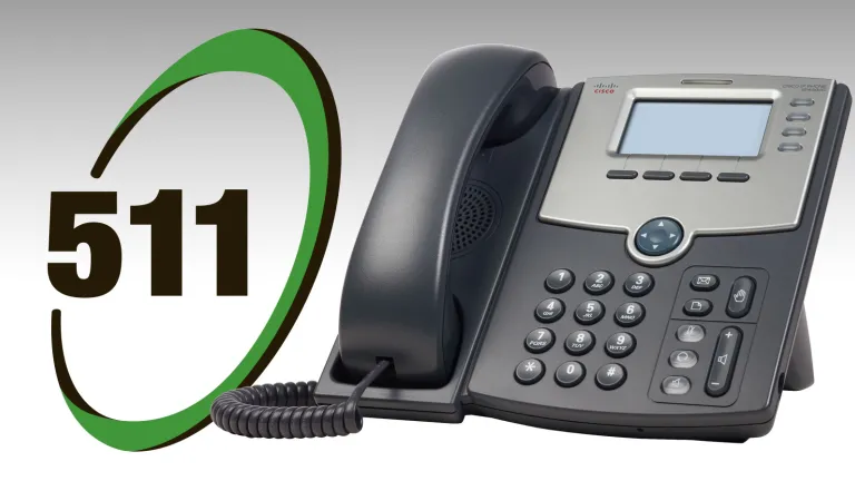 A photo of the 511 logo and a business telephone.