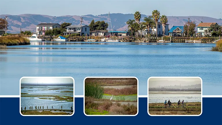 Collage of shoreline community waterfronts.