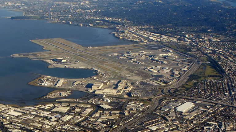 Aerial over San Francisco International Airport.