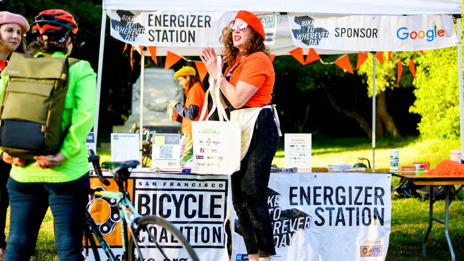 A Bike to Work Day energizer station in Golden Gate Park.