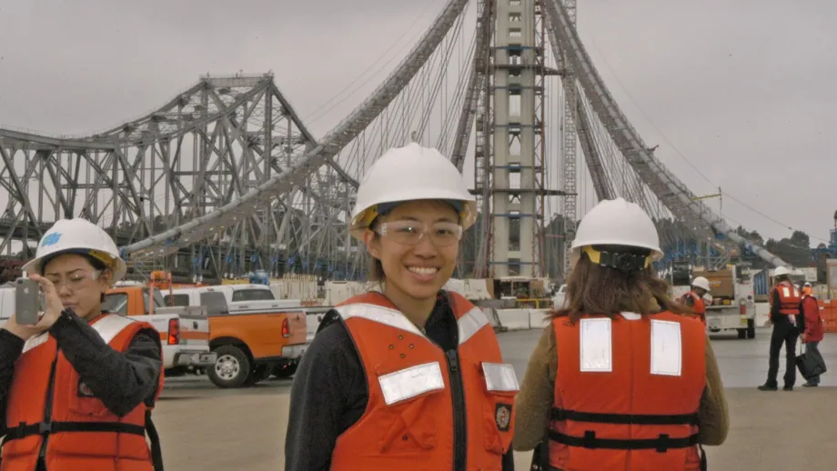 2012 summer interns on a tour of the Bay Bridge construction site
