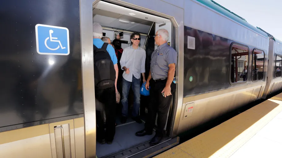 people gathered inside SMART train