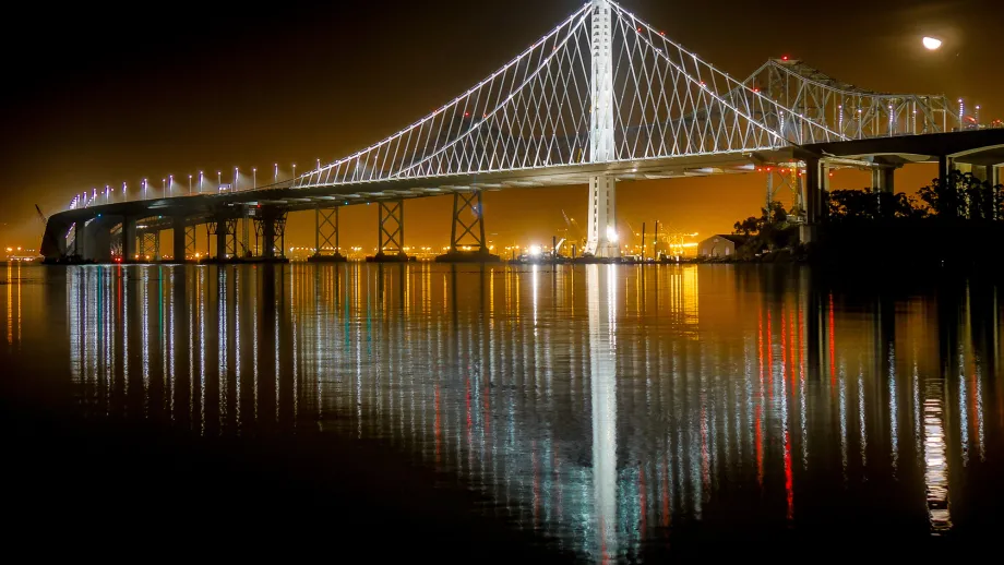 East Span lighting of tower base