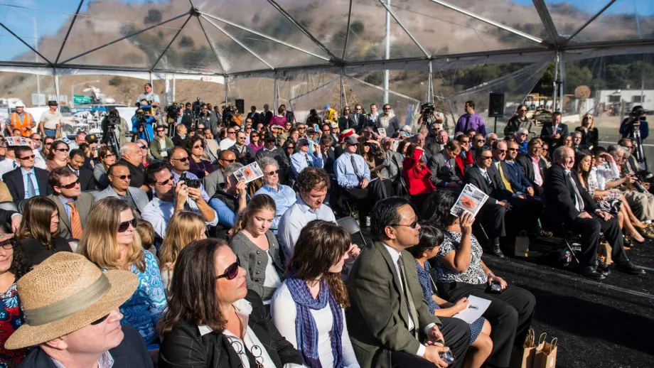 Over 200 people gathered in the sun to cheer on the newest addition to the Caldecott Tunnel. 