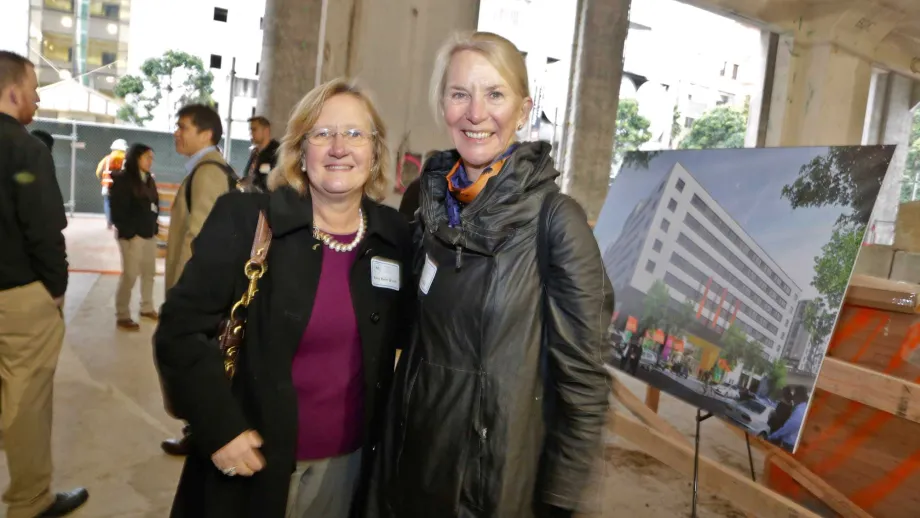 MTC Chair Amy Worth and Commissioner Anne Halsted take a look at their future meeting site.