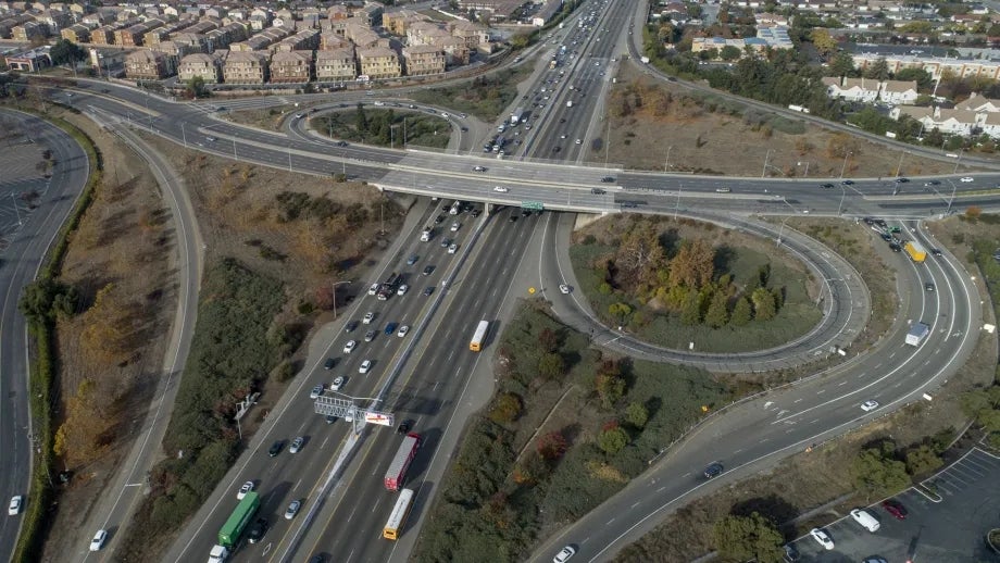Aerial view of Interstate 880 in Alameda County.