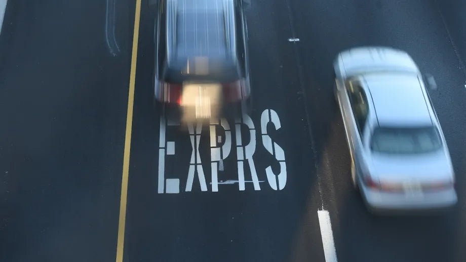 A car using the express lane