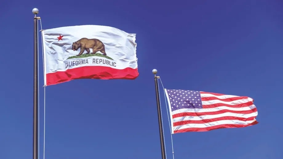 California Republic flag alongside the United States of America flag.