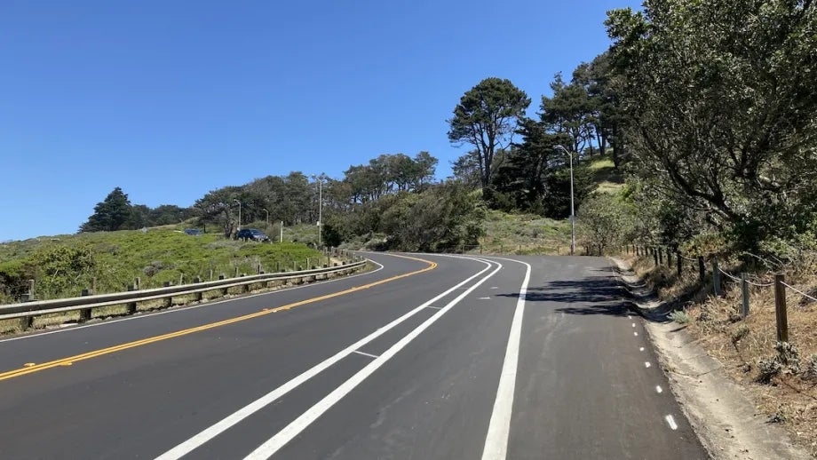 Freshly paved road in San Francisco.
