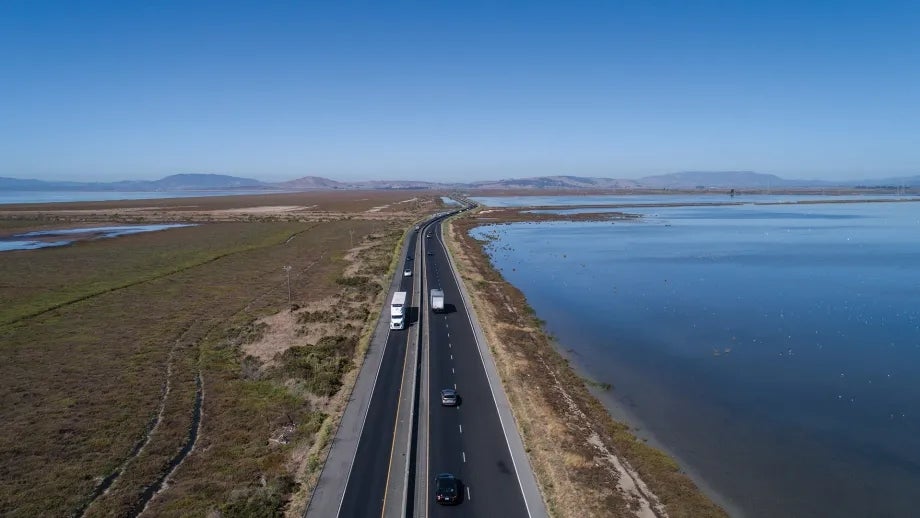 State Route 37 highway along the San Pablo Bay.