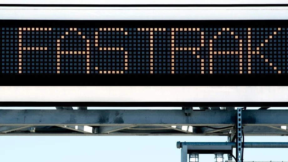 FasTrak LED sign on the highway.