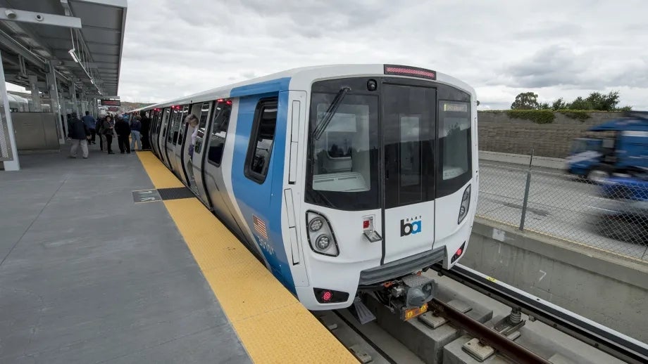 A new BART train at Antioch station.