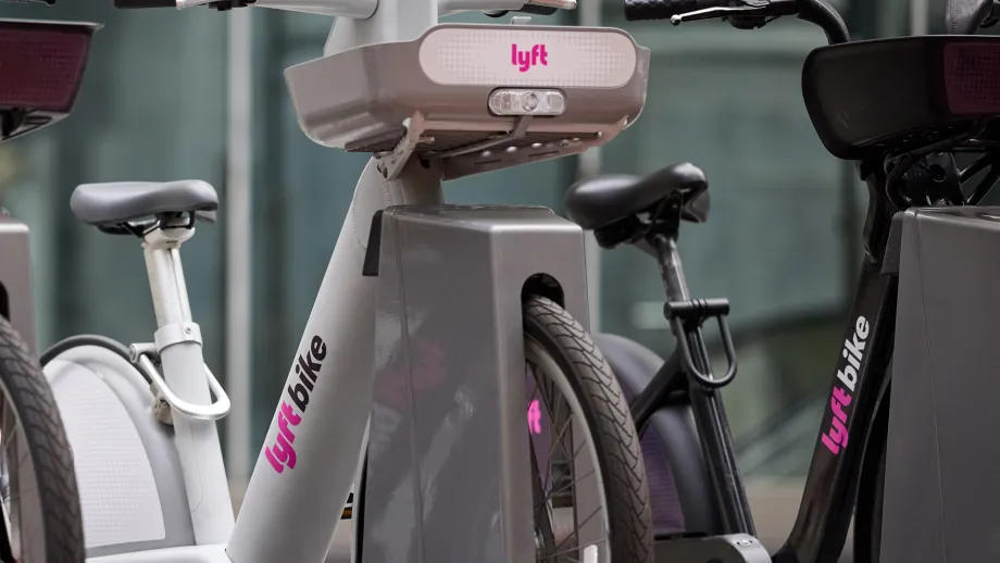 Lyft Bikes in a dock.