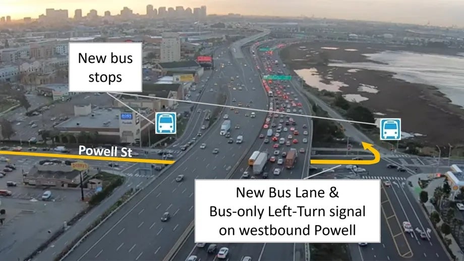 Powell Street interchange project map.