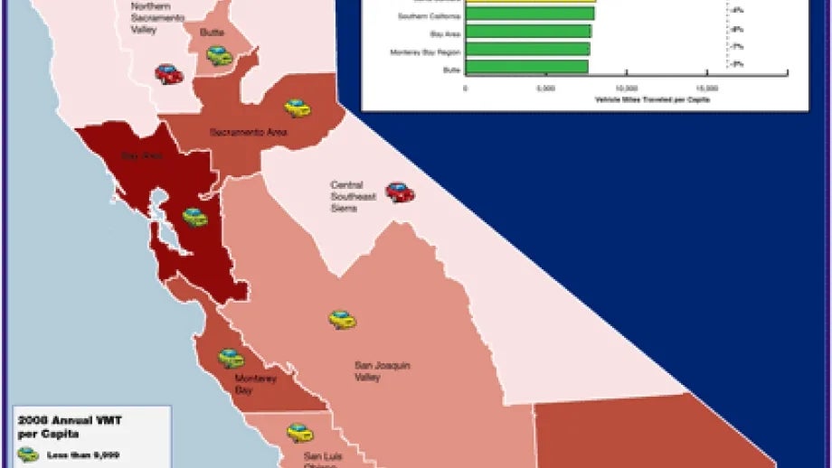 map of California Vehicle Miles Traveled Per Capita