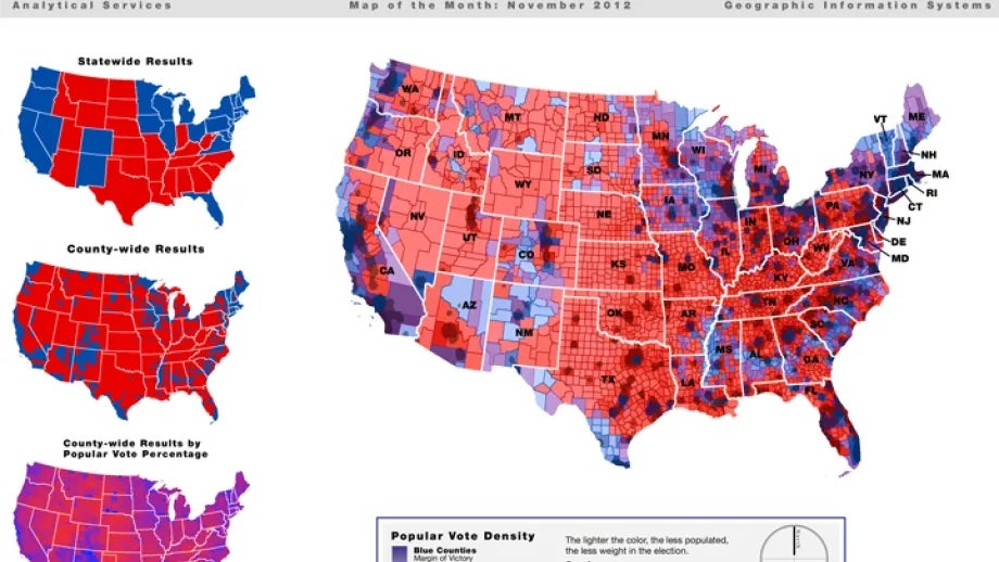 map of Popular Vote Density Map