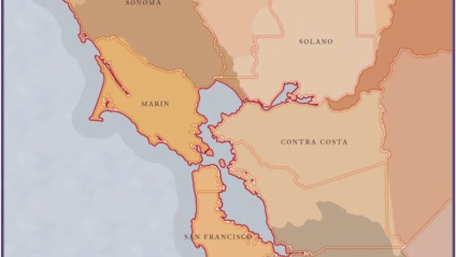 map of historical boundaries of the Bay Area counties