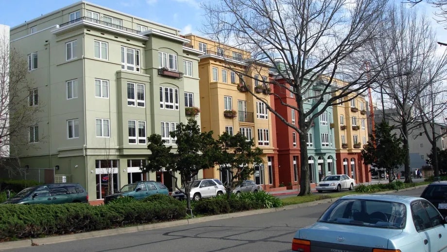 A row of multi-family housing buildings in Berkeley, California.